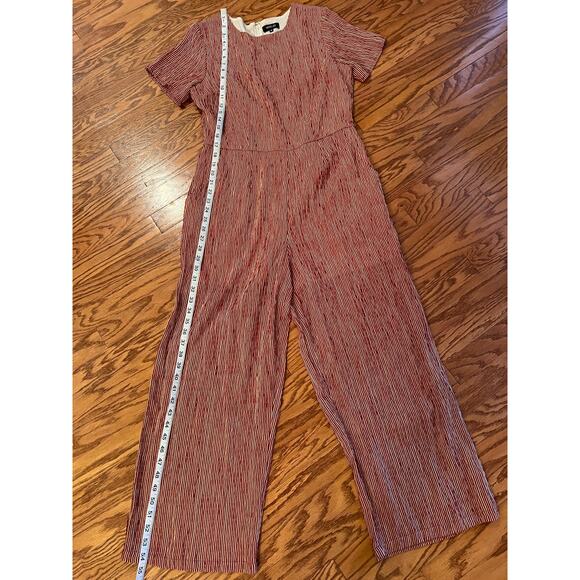 Roolee Women’s Rust Red White Striped Short Sleeve Jumpsuit Medium - Picture 14 of 14